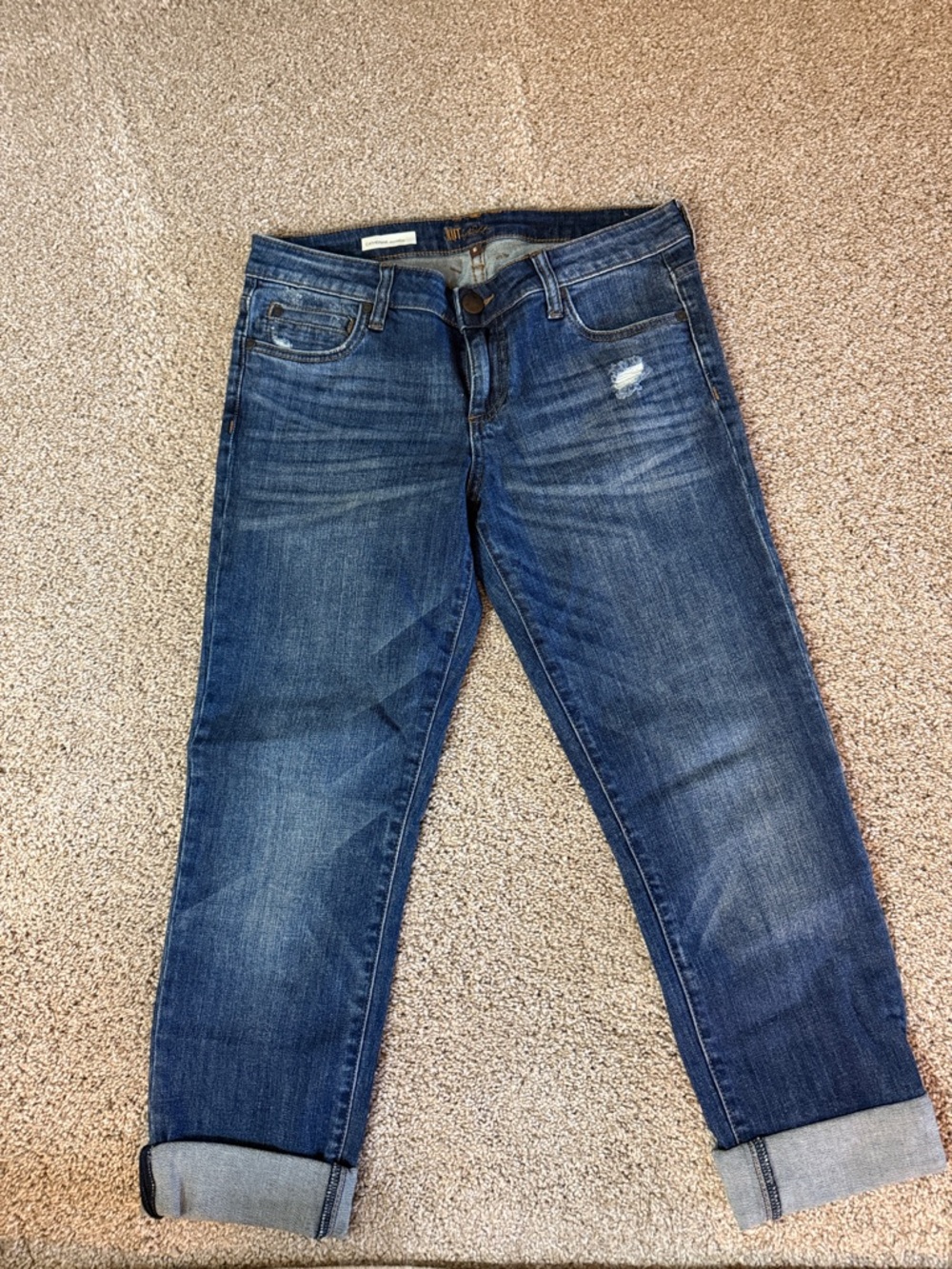 Kut from the Kloth Dark Blue Boyfriend Jeans - Rolled Cuff